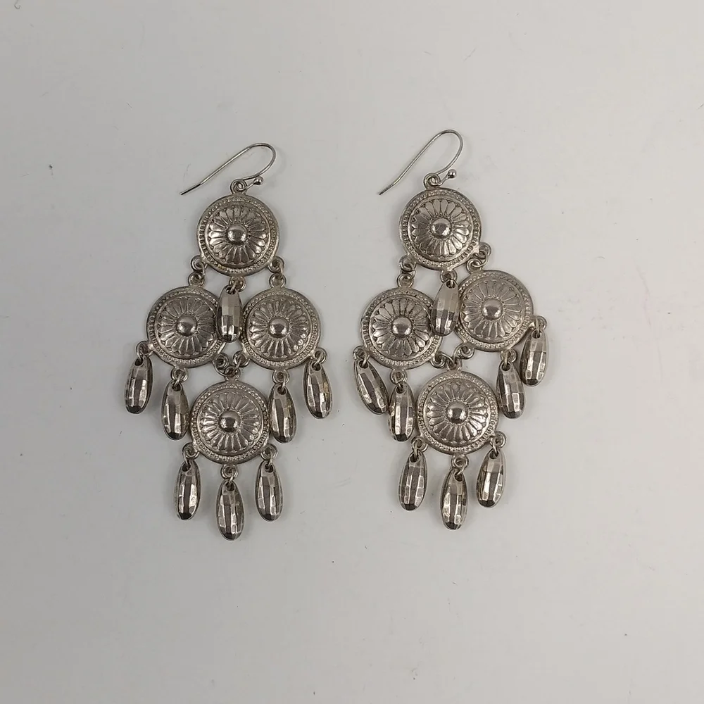 Boho Silver Tone Dangle Earrings